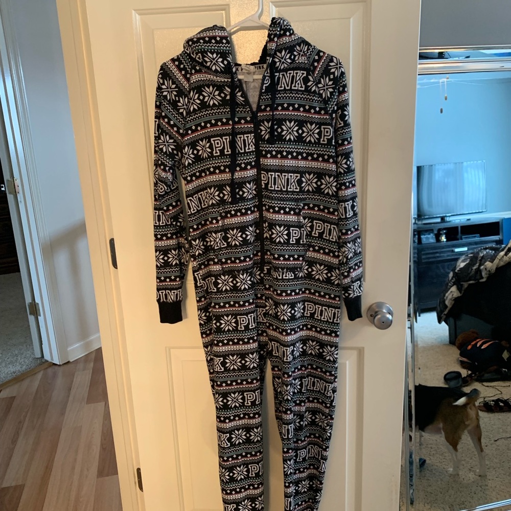 Pink Christmas edition pajama onesie